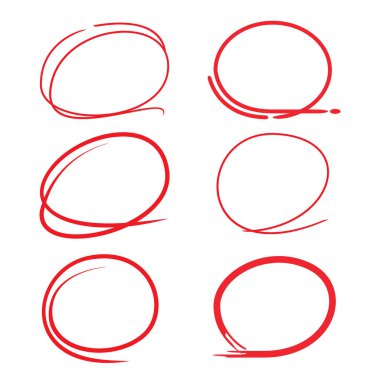 kırmızı el işaretleyici elementler, boş daireler ve ovalar