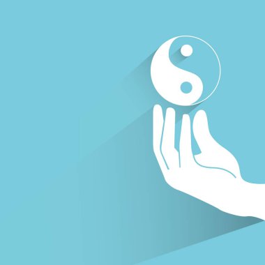 Web simgesi. Yin ve yang ile el vektör illüstrasyon 