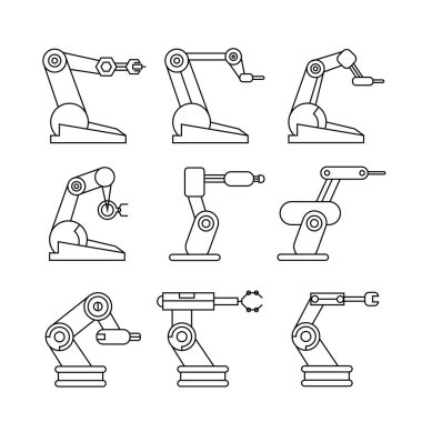 Robotik kol simgeleri, vektör illüstrasyon 
