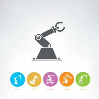 Robotik kol simgesi, vektör illüstrasyon 