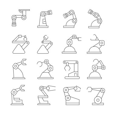 Robotik kol simgeleri, vektör illüstrasyon 