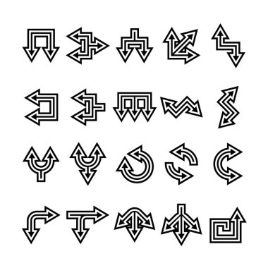 Ok simgelerinin vektör illüstrasyonu ayarlandı