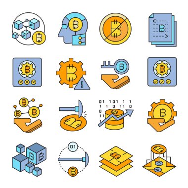 cryptocurrency simgelerinin vektör çizimi