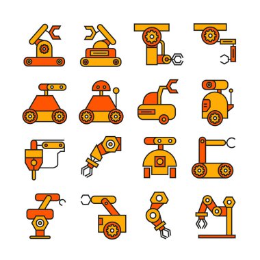 Robotik kol simgeleri, vektör illüstrasyon 