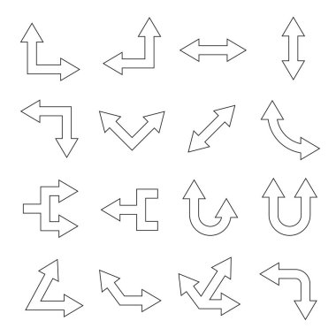 Ok simgelerinin vektör illüstrasyonu ayarlandı