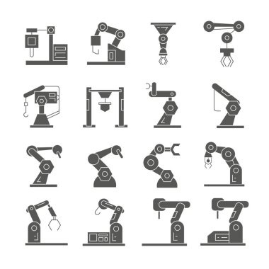Robotik kol simgeleri, vektör illüstrasyon 