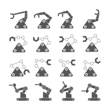 Robotik kol simgeleri, vektör illüstrasyon 