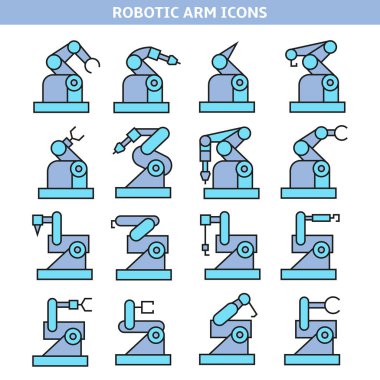 Robotik kol simgeleri, vektör illüstrasyon 