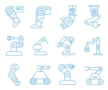 Robotik kol simgeleri, vektör illüstrasyon 