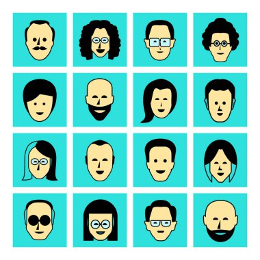 avatar seti, vektör illüstrasyon 