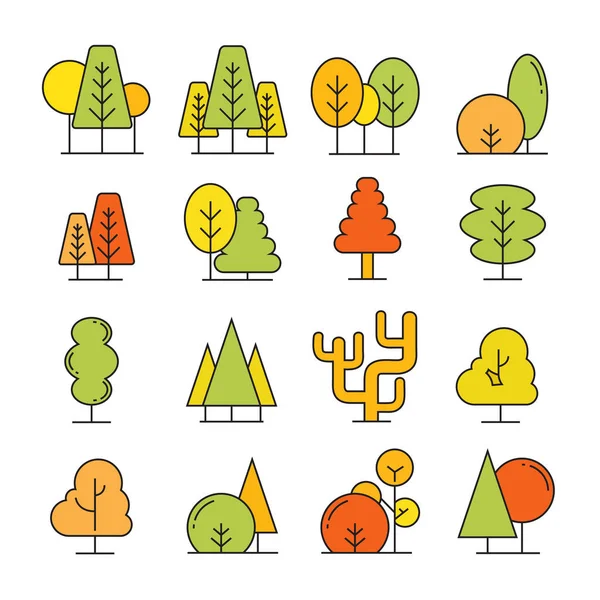 Illustration Vectorielle Des Arbres Icônes — Image vectorielle