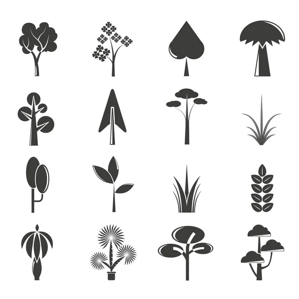 Ilustración Vectorial Árboles Iconos — Archivo Imágenes Vectoriales