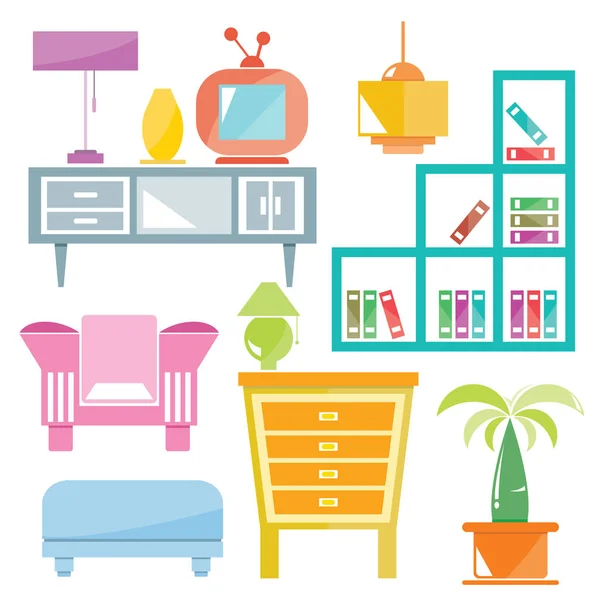 Home Decoration Home Furniture Icons — Stock Vector