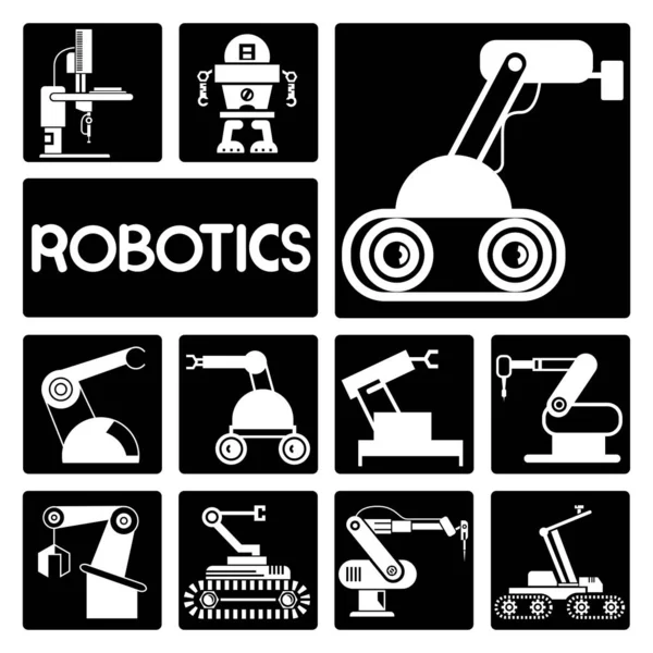 Automatización Set Iconos Robóticos Ilustración Vectorial — Archivo Imágenes Vectoriales