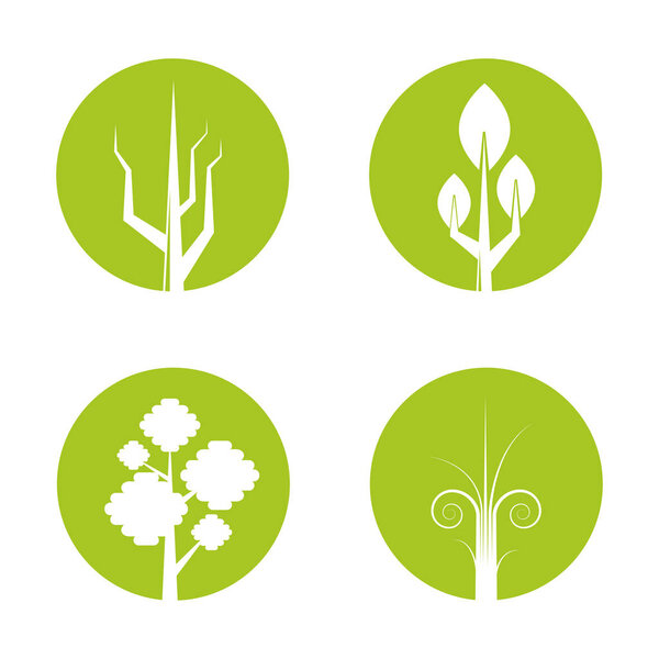 vector illustration of  trees, icons 