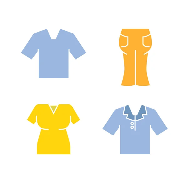 Tela Camisa Moda Prendas Vestir Conjunto Iconos Web Ilustración Vectorial — Vector de stock