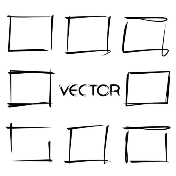 Cadres Grunge Vecteur Isolé Rectangles Dessinés Main — Image vectorielle