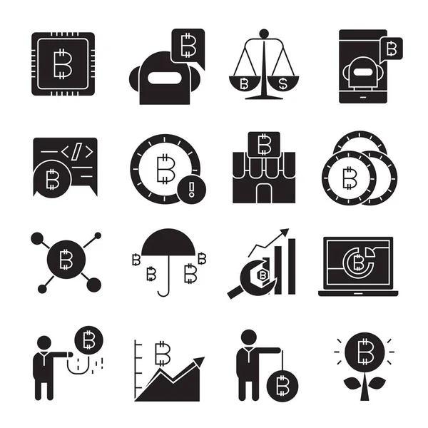 Ilustración Vectorial Iconos Criptomoneda — Vector de stock