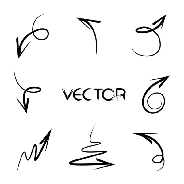 Esboço Mão Flechas Desenhadas — Vetor de Stock