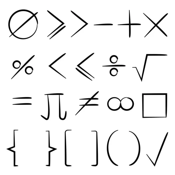 Mão Desenhado Matemática Sinais — Vetor de Stock