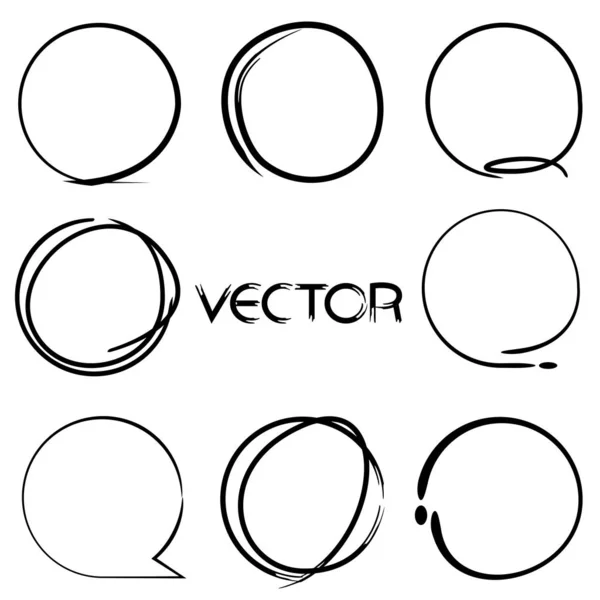 Círculos Realizados Marcadores Negros — Vector de stock