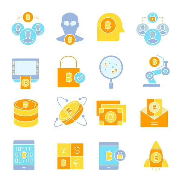 Ilustración Vectorial Iconos Criptomoneda — Vector de stock