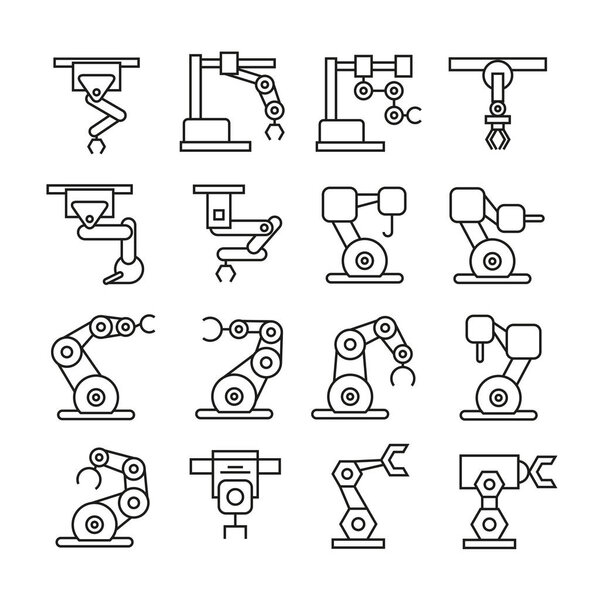 Robotic arm icons, vector illustration 