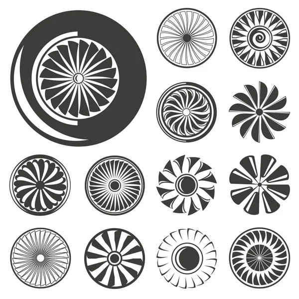 Illustration Vectorielle Jeu Icônes Turbine — Image vectorielle