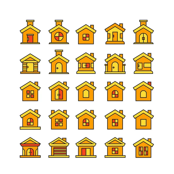 Ilustração Vetorial Edifícios Ícones —  Vetores de Stock