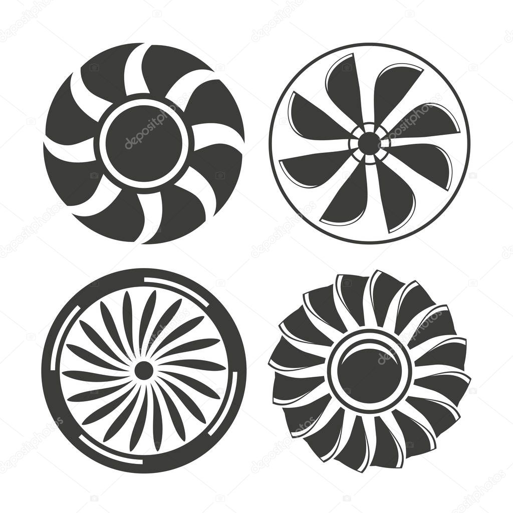 Vector illustration of turbine icons set