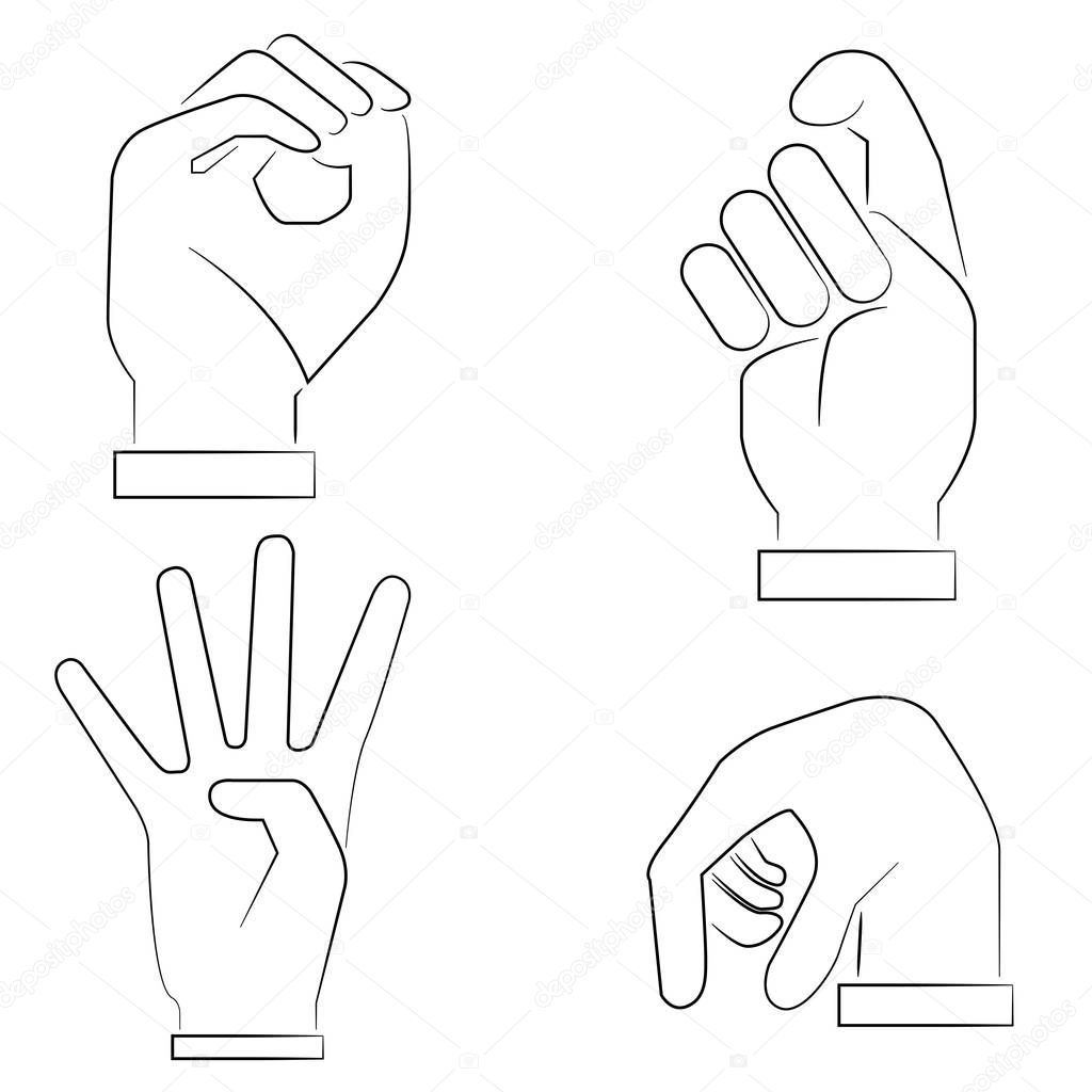 hand icons set, cartoon style