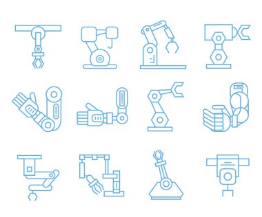 Robotik kol simgeleri, vektör illüstrasyon 