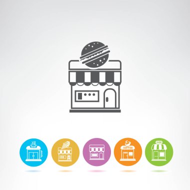 Web simgesi. Fast Food Restaurant vektör illüstrasyon