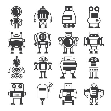 vektör Illustration modern robotlar, simgeler