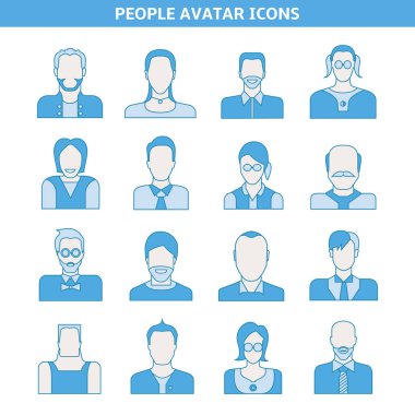 avatar seti, vektör illüstrasyon 