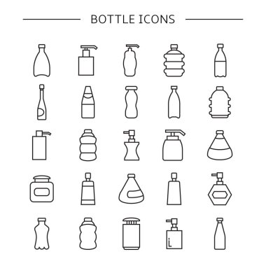 şişe vektör Illustration, simgeler ayarlamak