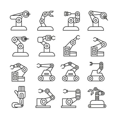 Robotik kol simgeleri, vektör illüstrasyon 