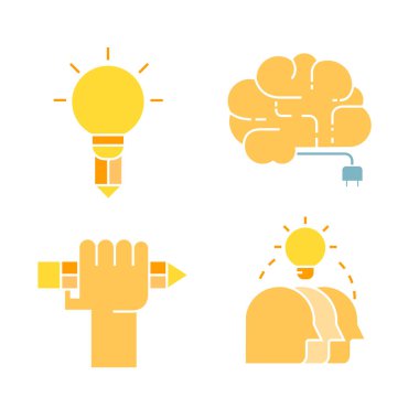 Akıllıca düşünme, yaratıcılık konsepti web simgeleri seti. Vektör illüstrasyonu          