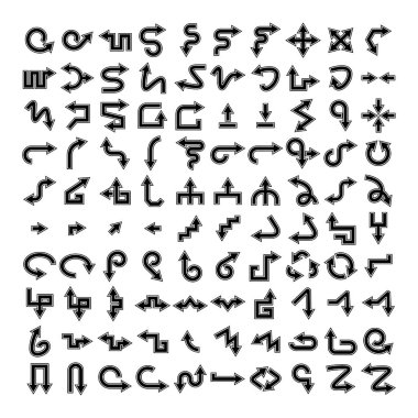 Ok simgelerinin vektör illüstrasyonu ayarlandı