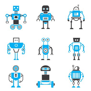 vektör Illustration modern robotlar, simgeler