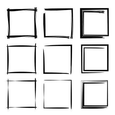 grunge çerçeveler izole vektör, el çizilmiş dikdörtgenler