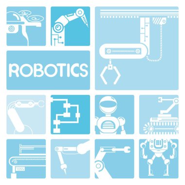 Otomasyon, robotik simgeler seti, vektör illüstrasyon 