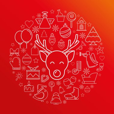 Noel simgeleri kümesi, sadece vektör illüstrasyon 