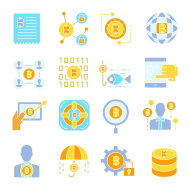 cryptocurrency simgelerinin vektör çizimi