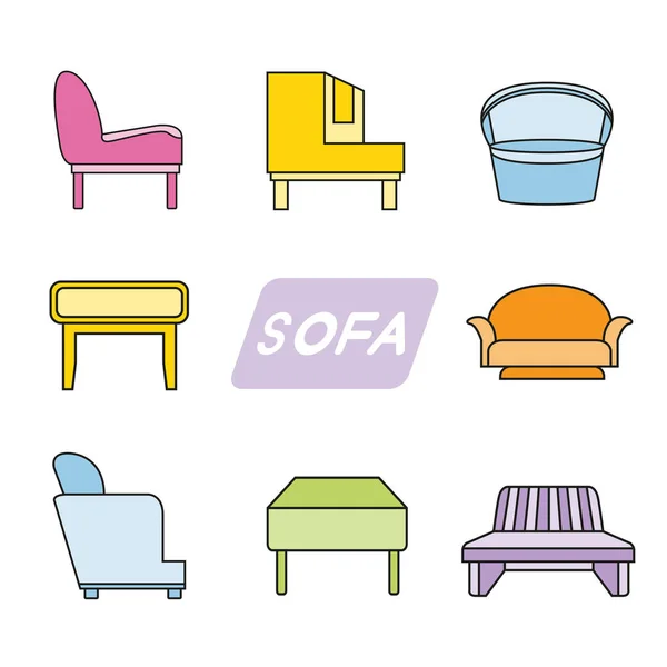 Vector Ilustración Decoración Del Hogar Muebles — Vector de stock