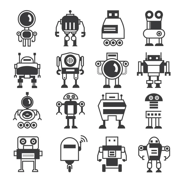 Ilustración Vectorial Robots Modernos Iconos — Archivo Imágenes Vectoriales
