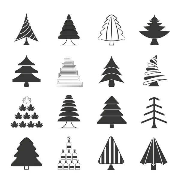 Vektorillustration Von Weihnachtsbäumen Karte — Stockvektor