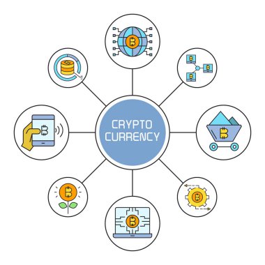 kripto para biriminin vektör illüstrasyonu
