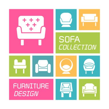 kanepe koleksiyonunun vektör illüstrasyonu