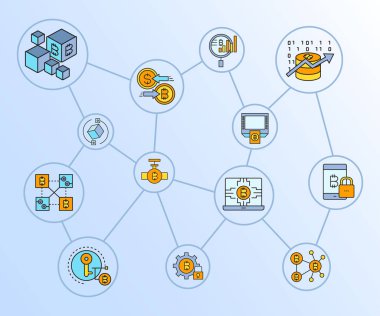 cryptocurrency simgelerinin vektör çizimi